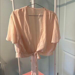 Chic Blush Tie-Front Blouse